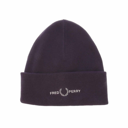 Purple - Front - Fred Perry Mens Graphic Ribbed Beanie