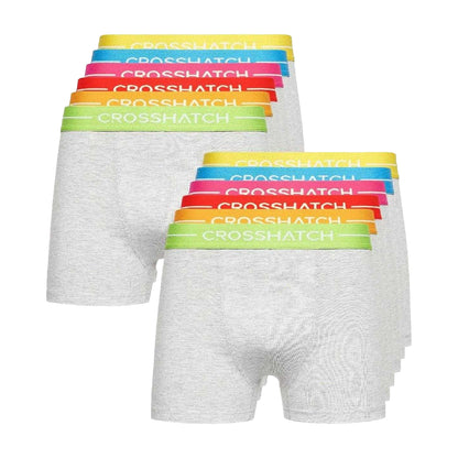 Grey - Front - Crosshatch Mens Astral Boxer Shorts (Pack of 12)