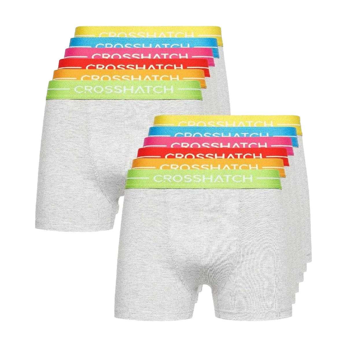 Grey - Front - Crosshatch Mens Astral Boxer Shorts (Pack of 12)