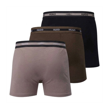 Multicoloured - Back - Hugo Mens Organic Cotton Boxer Shorts (Pack of 3)