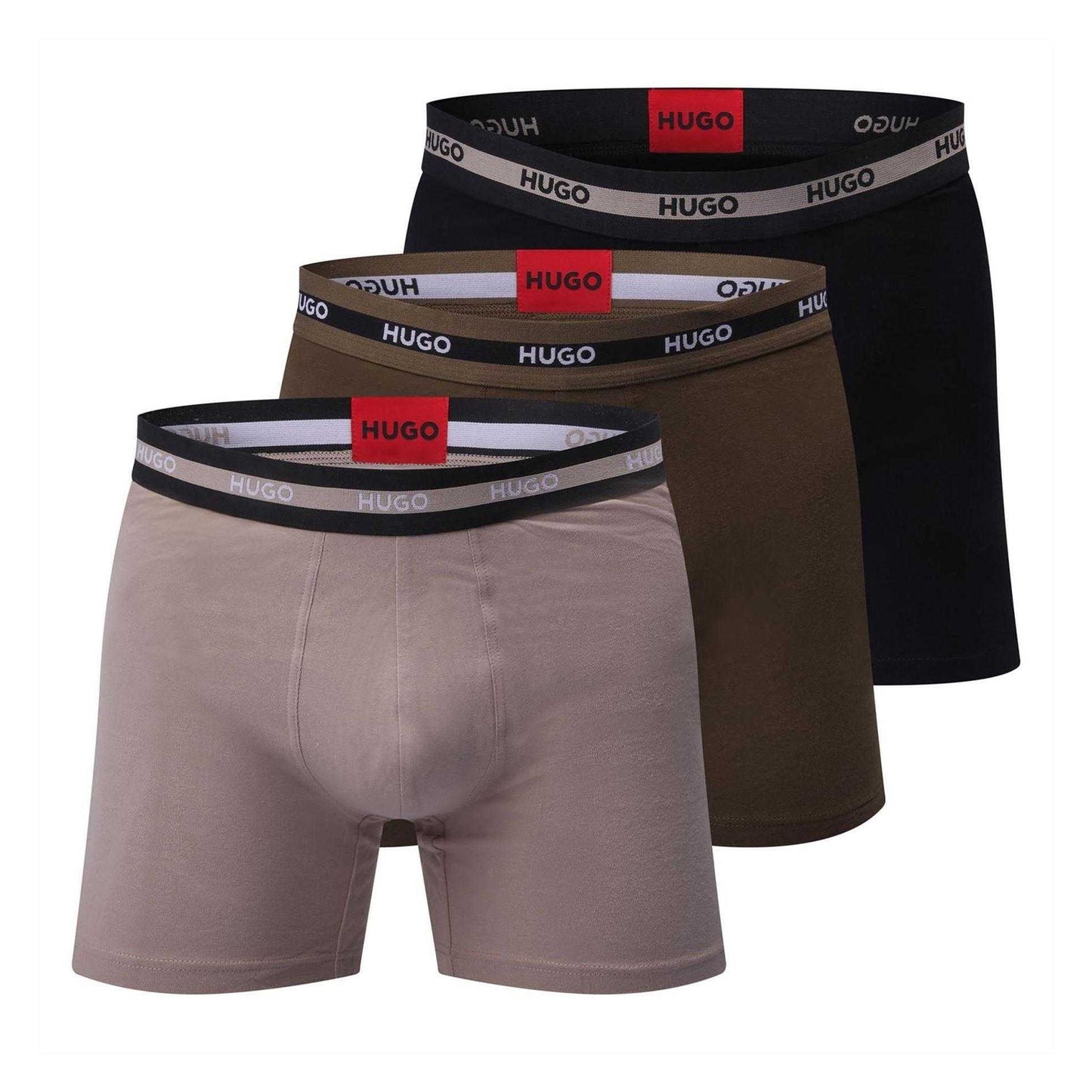 Multicoloured - Front - Hugo Mens Organic Cotton Boxer Shorts (Pack of 3)