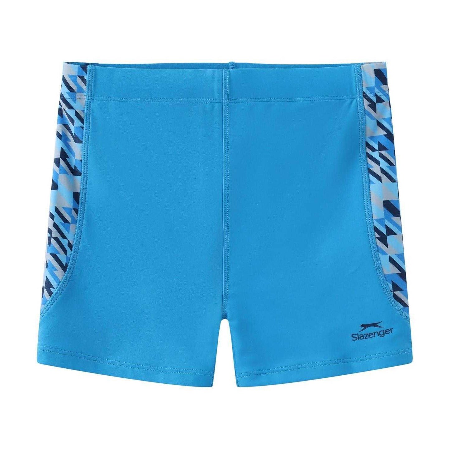 Blue-White - Front - Slazenger Boys PI Geometric Pattern Swim Shorts