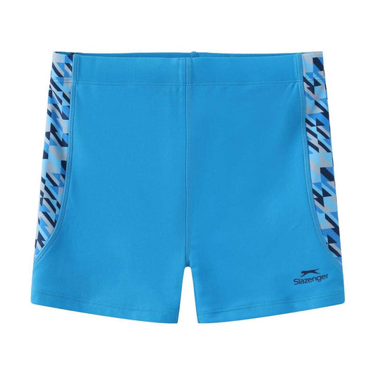 Blue-White - Front - Slazenger Boys PI Geometric Pattern Swim Shorts