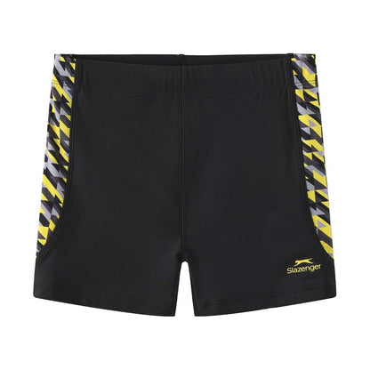 Black-Sun - Front - Slazenger Boys PI Geometric Pattern Swim Shorts
