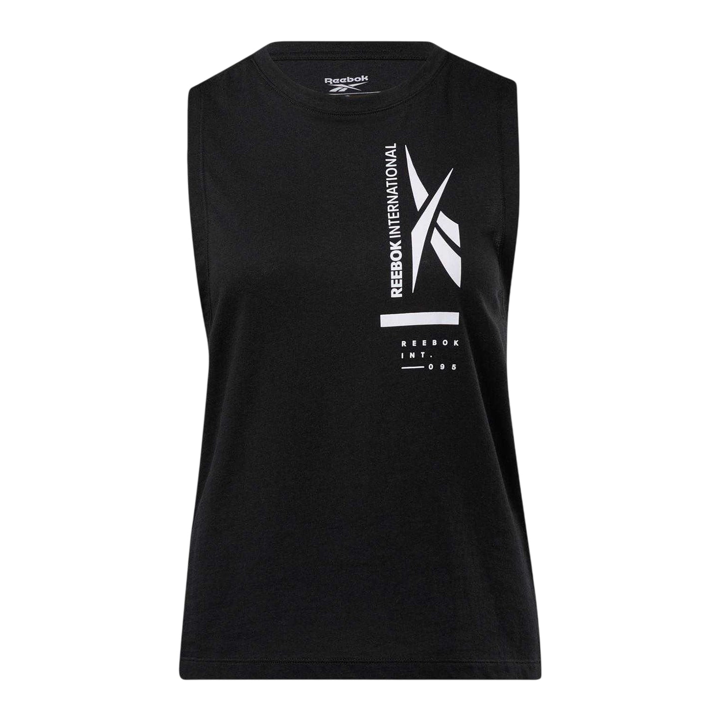 Black - Front - Reebok Womens-Ladies Logo Crew Neck Regular Tank Top