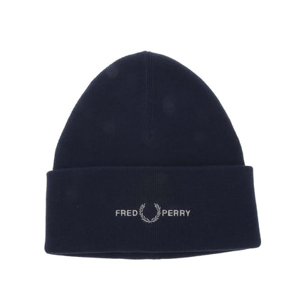 Navy - Front - Fred Perry Mens Graphic Ribbed Beanie