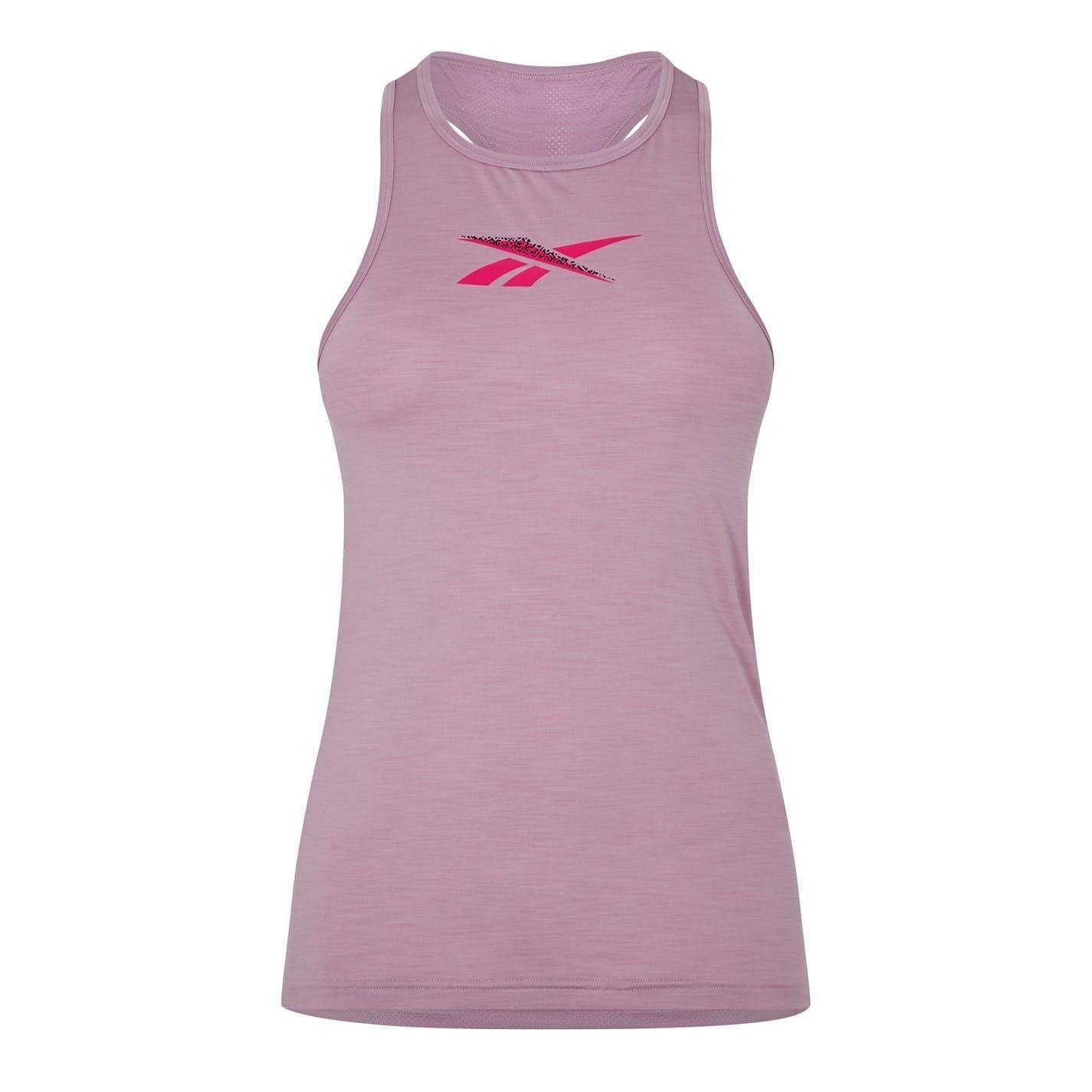 Pink - Front - Reebok Womens-Ladies Barbie Graphic Print Tank Top