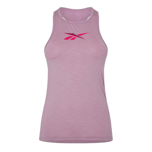 Pink - Front - Reebok Womens-Ladies Barbie Graphic Print Tank Top
