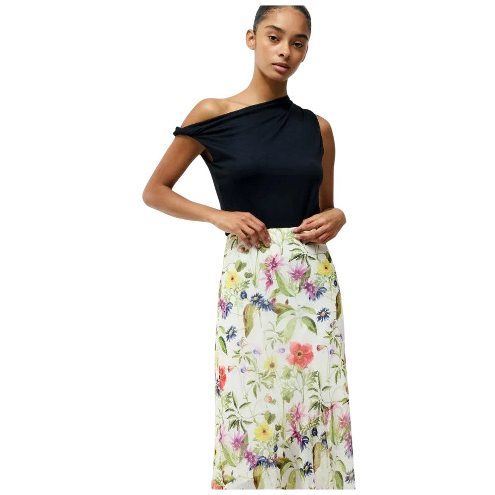 White-Multicoloured - Side - French Connection Womens-Ladies Floral Pattern A-line Maxi Skirt