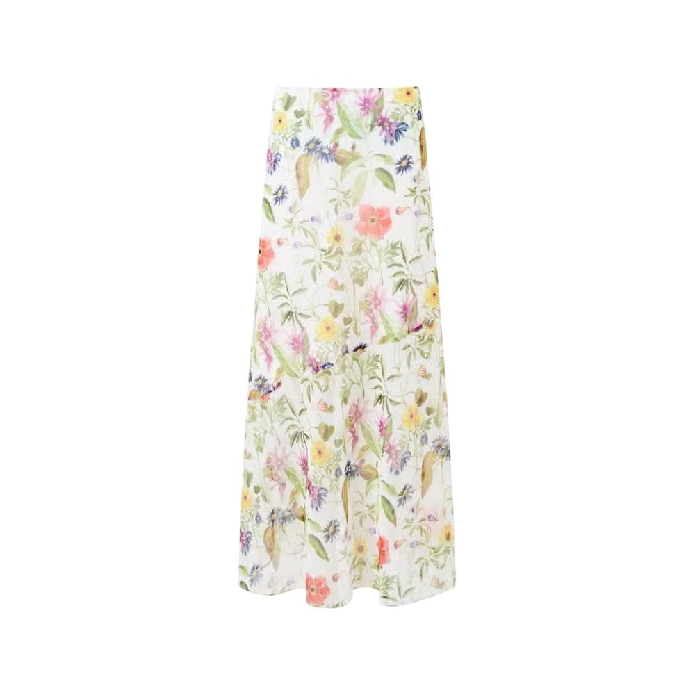 White-Multicoloured - Front - French Connection Womens-Ladies Floral Pattern A-line Maxi Skirt