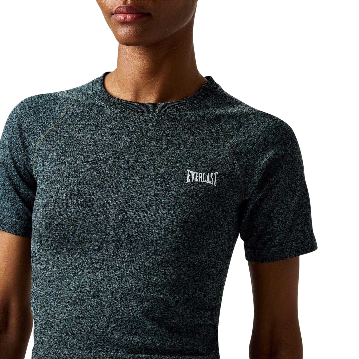 Green Marl - Side - Everlast Womens-Ladies Logo Slim Gym Crop Top
