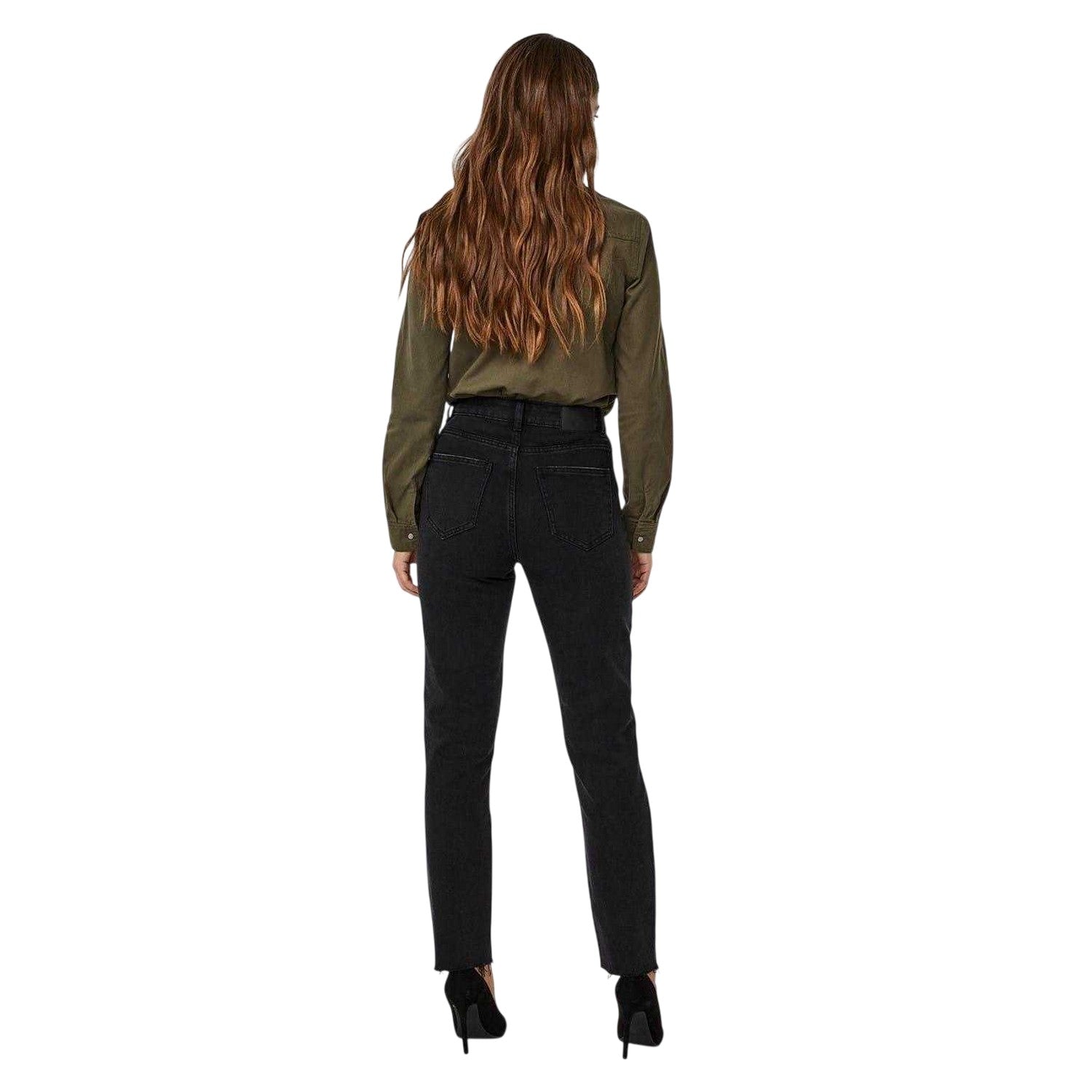 Black Denim - Back - Vero Moda Womens-Ladies Denim High Rise Mom Jeans