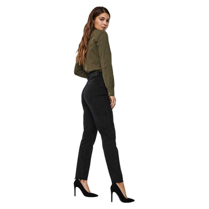Black Denim - Side - Vero Moda Womens-Ladies Denim High Rise Mom Jeans