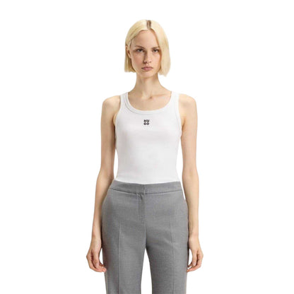 White - Lifestyle - Hugo Womens-Ladies Datamia Embroidered Logo Vest Top