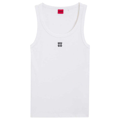 White - Front - Hugo Womens-Ladies Datamia Embroidered Logo Vest Top