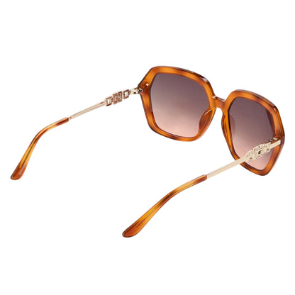 Blonde-Havana - Back - Guess Womens-Ladies Hexagon Oversized Sunglasses