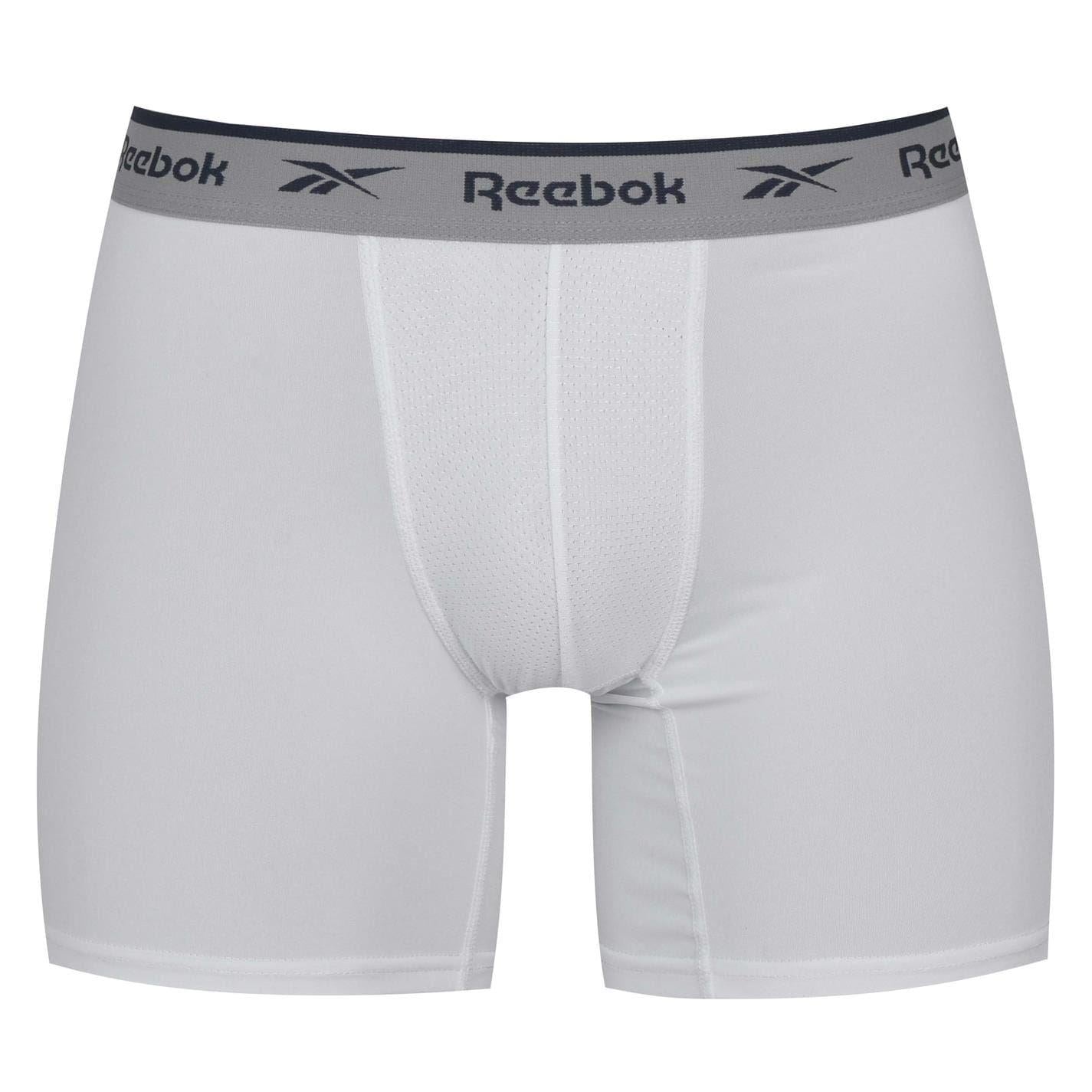 Black-White-Grey - Side - Reebok Mens Logo Boxer Shorts (Pack of 3)