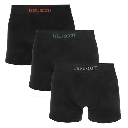 Black - Front - Lyle & Scott Mens Cotton Blend Boxer Shorts (Pack of 3)