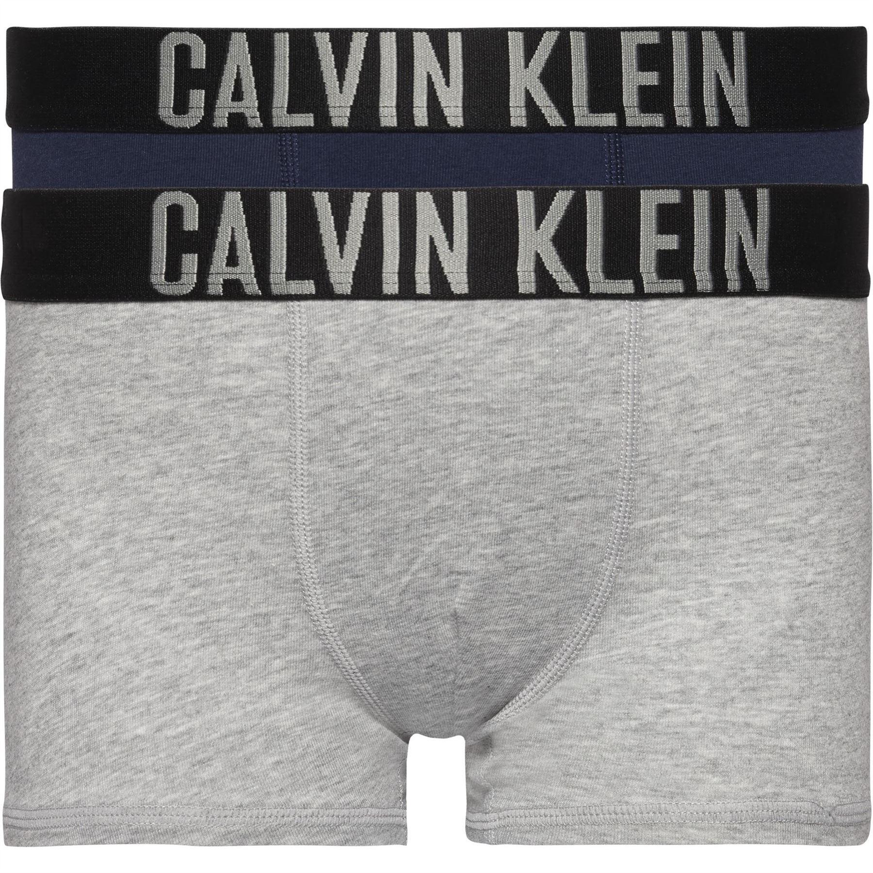Grey-Blue - Front - Calvin Klein Mens Boxer Shorts (Pack of 2)