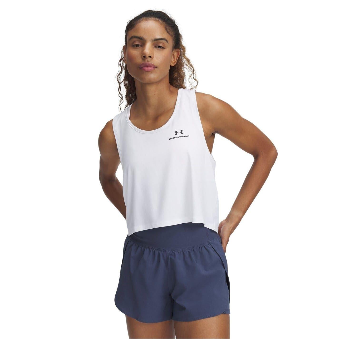 Grey - Front - Under Armour Womens-Ladies 2 in 1 Running Shorts