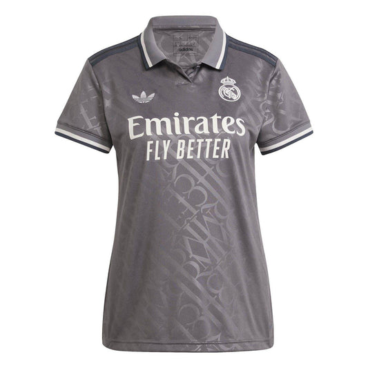 Charcoal - Front - Adidas Womens-Ladies 3 Real Madrid CF Collared Jersey