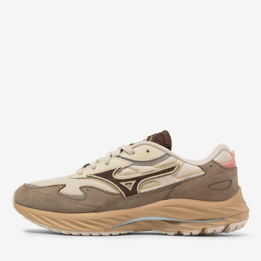 Brown - Front - Mizuno Mens Wave Rider Beta Sportstyle Suede Trainers