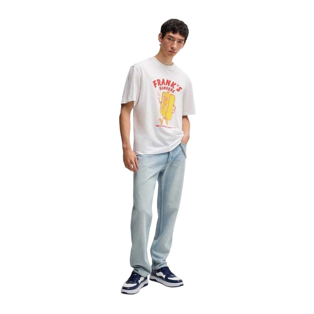 White - Side - Hugo Mens Genie Crew Neck Regular T-Shirt