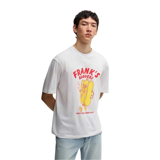 White - Front - Hugo Mens Genie Crew Neck Regular T-Shirt