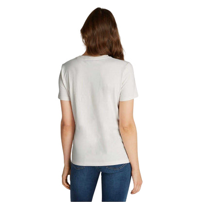 Ivory - Back - Tommy Hilfiger Womens-Ladies Script Cotton Regular T-Shirt