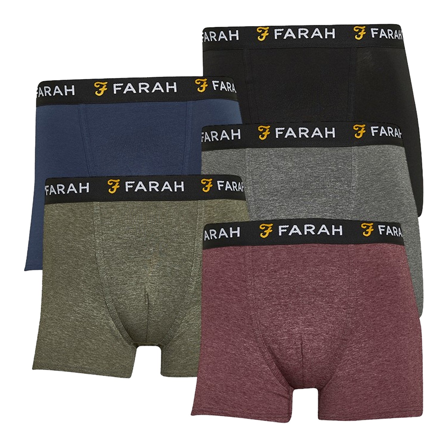 Multicoloured - Front - Farah Mens Bossert Boxer Shorts (Pack of 5)