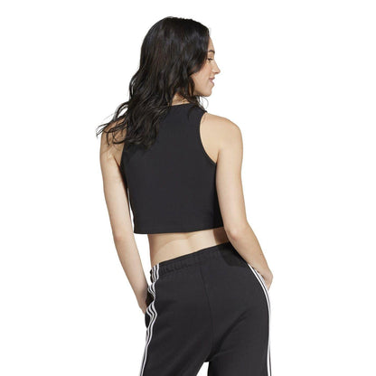 Black-White - Back - Adidas Womens-Ladies Future Icons 3 Stripes Slim Tank Top
