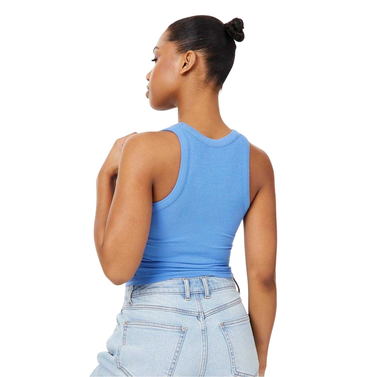 Ultramarine Blue - Back - Jack Wills Womens-Ladies Ribbed Scoop Neck Fitted Tank Top