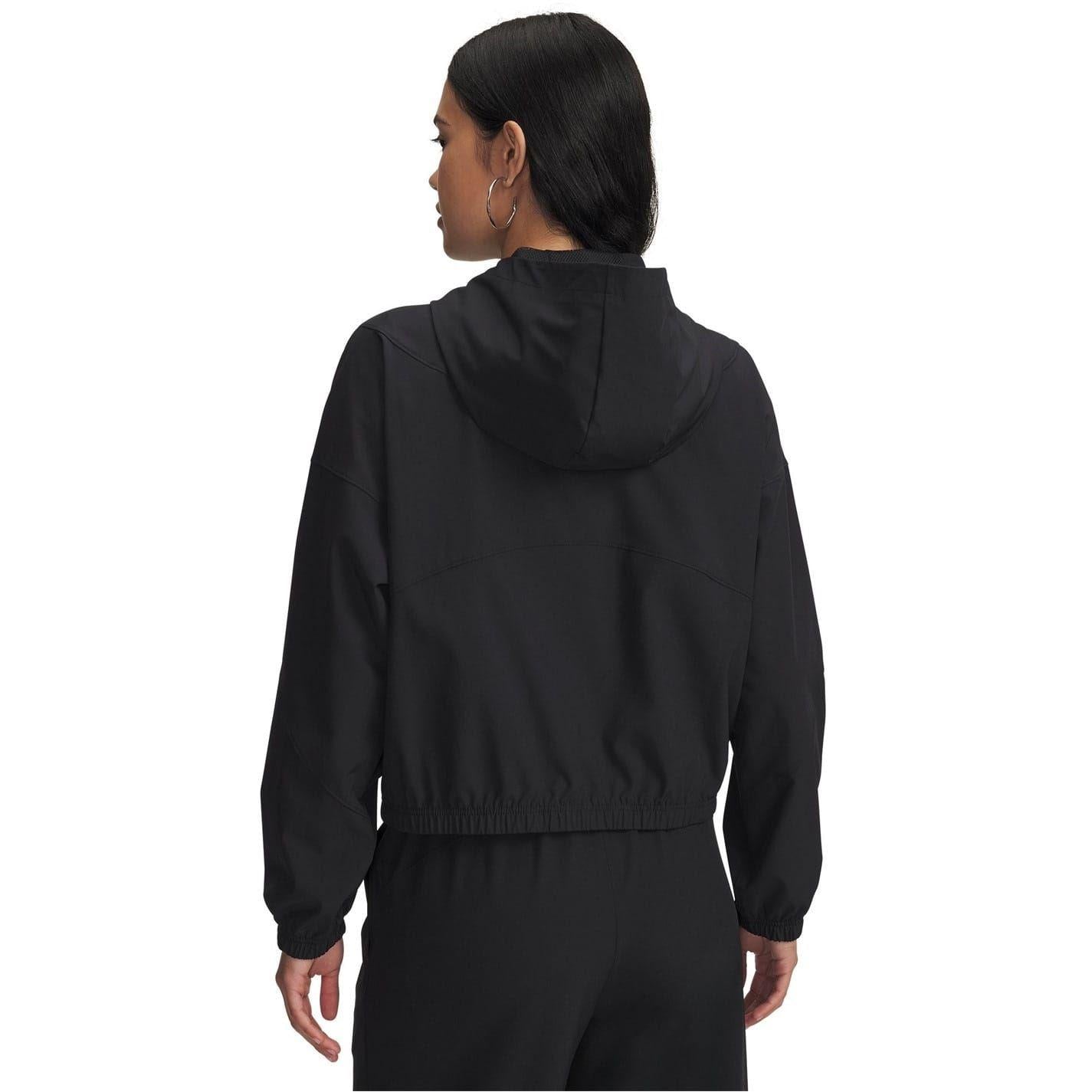 Black - Back - Under Armour Womens-Ladies Rival Woven Track Jacket
