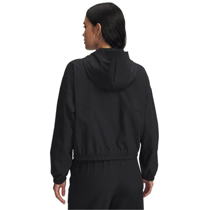 Black - Back - Under Armour Womens-Ladies Rival Woven Track Jacket