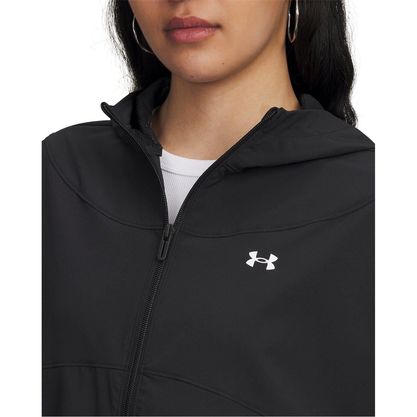 Black - Side - Under Armour Womens-Ladies Rival Woven Track Jacket