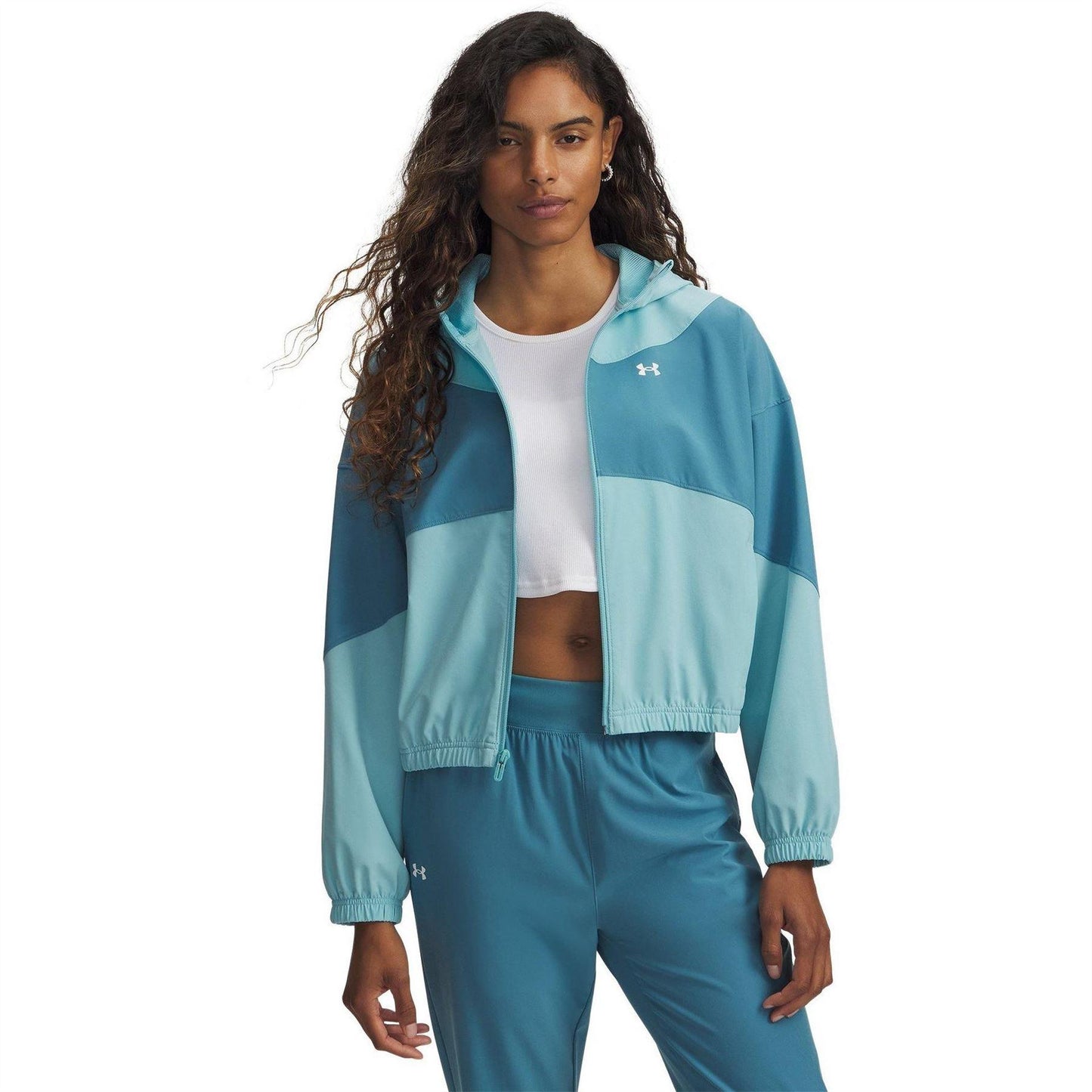 Blue-White - Front - Under Armour Womens-Ladies Rival Woven Track Jacket