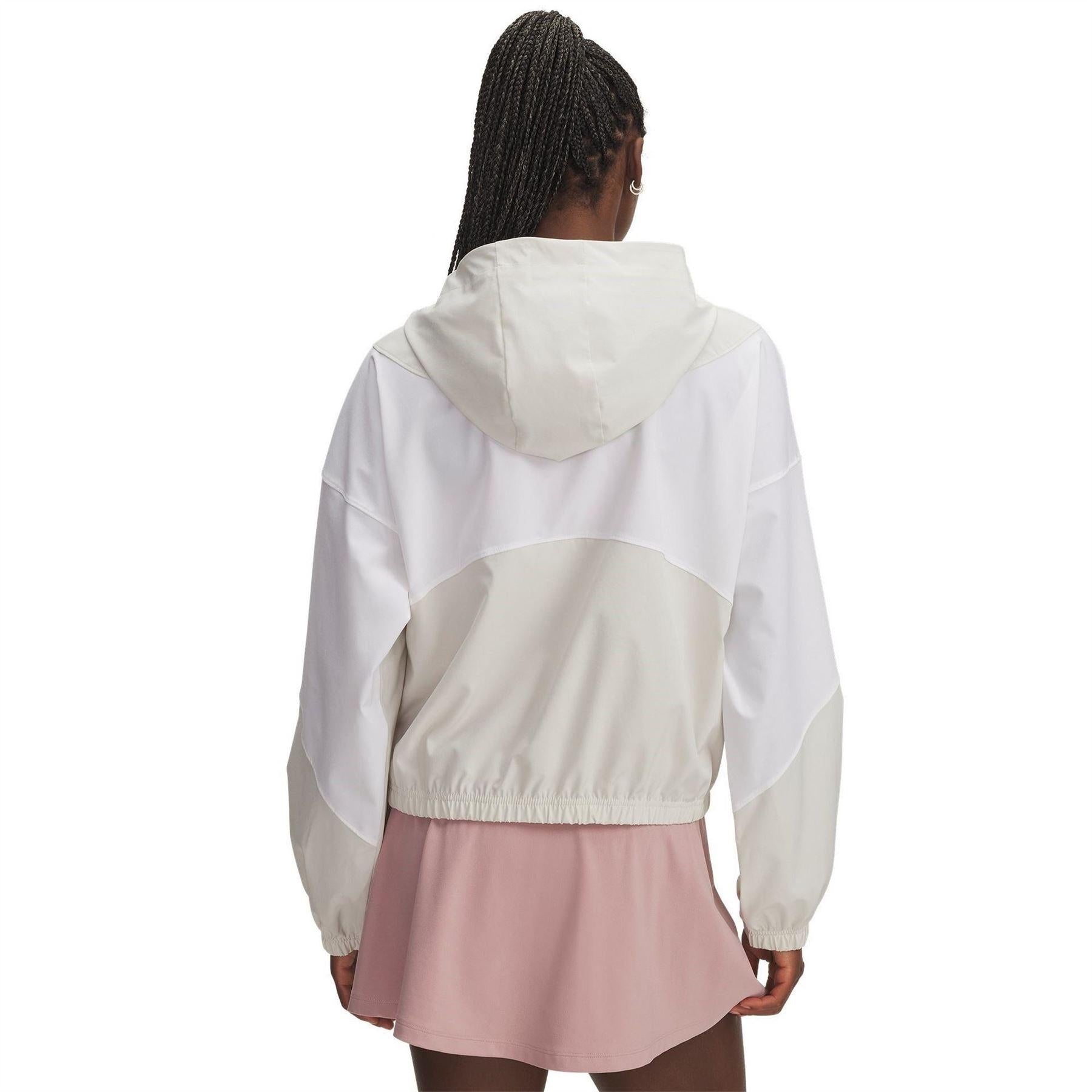 White - Back - Under Armour Womens-Ladies Rival Woven Track Jacket
