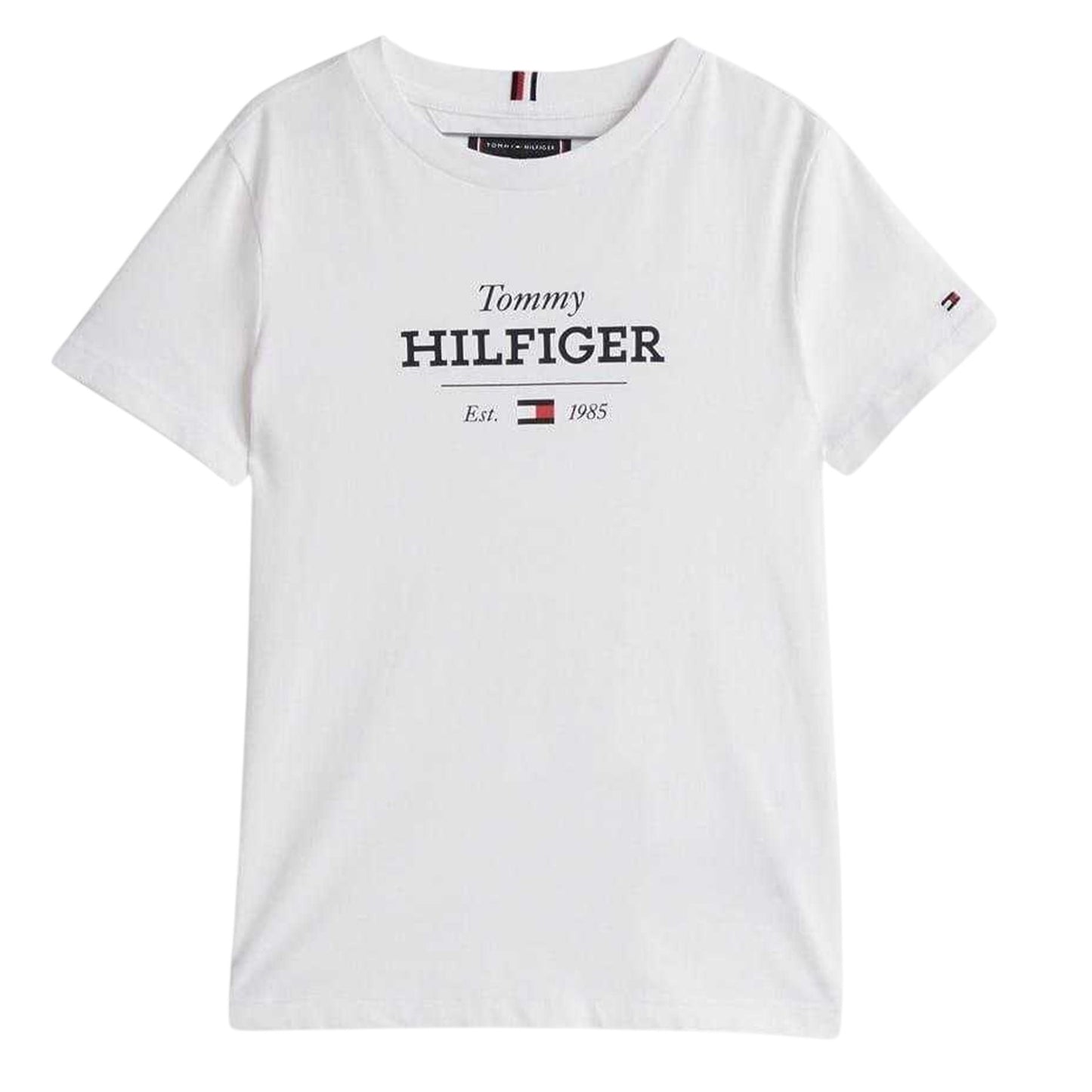 White - Front - Tommy Hilfiger Boys Lettering Regular T-Shirt