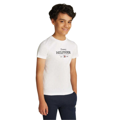 White - Side - Tommy Hilfiger Boys Lettering Regular T-Shirt
