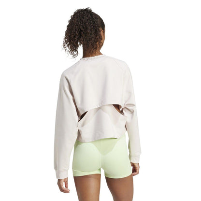 Pink - Back - Adidas Womens-Ladies Power Hidden Racerback Pullover