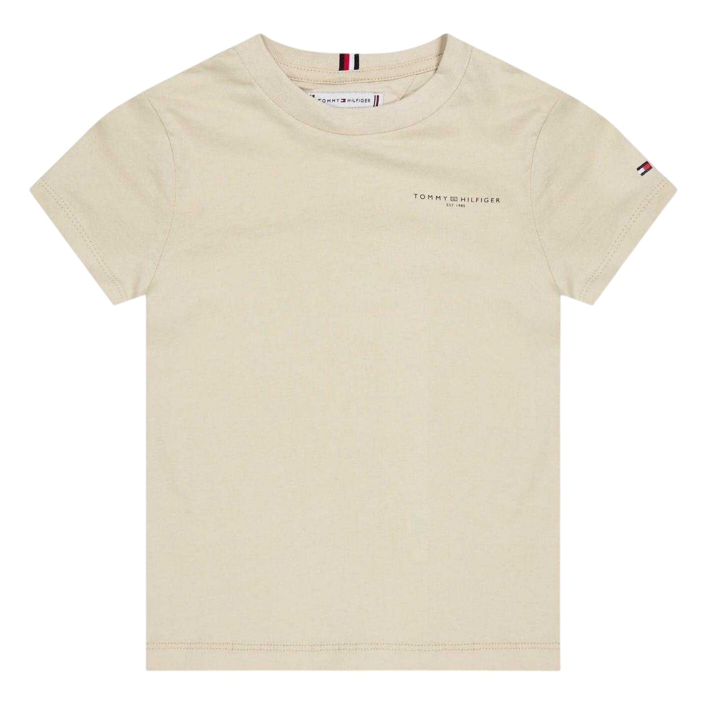 Beige - Front - Tommy Hilfiger Childrens-Kids Mini Logo Regular T-Shirt