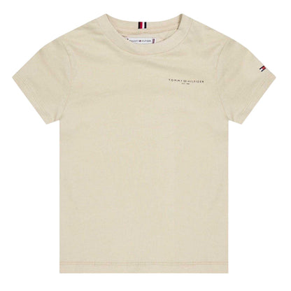 Beige - Front - Tommy Hilfiger Childrens-Kids Mini Logo Regular T-Shirt