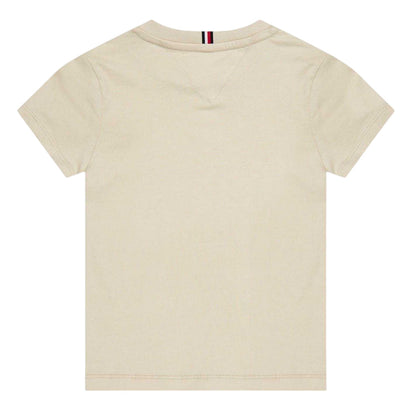 Beige - Back - Tommy Hilfiger Childrens-Kids Mini Logo Regular T-Shirt