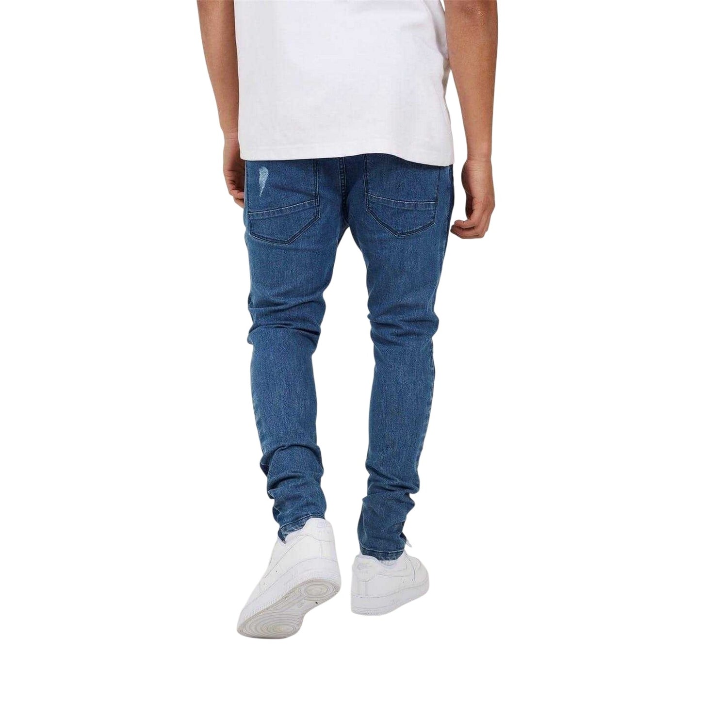 Blue - Back - Brave Soul Mens Stripe Skinny Jeans