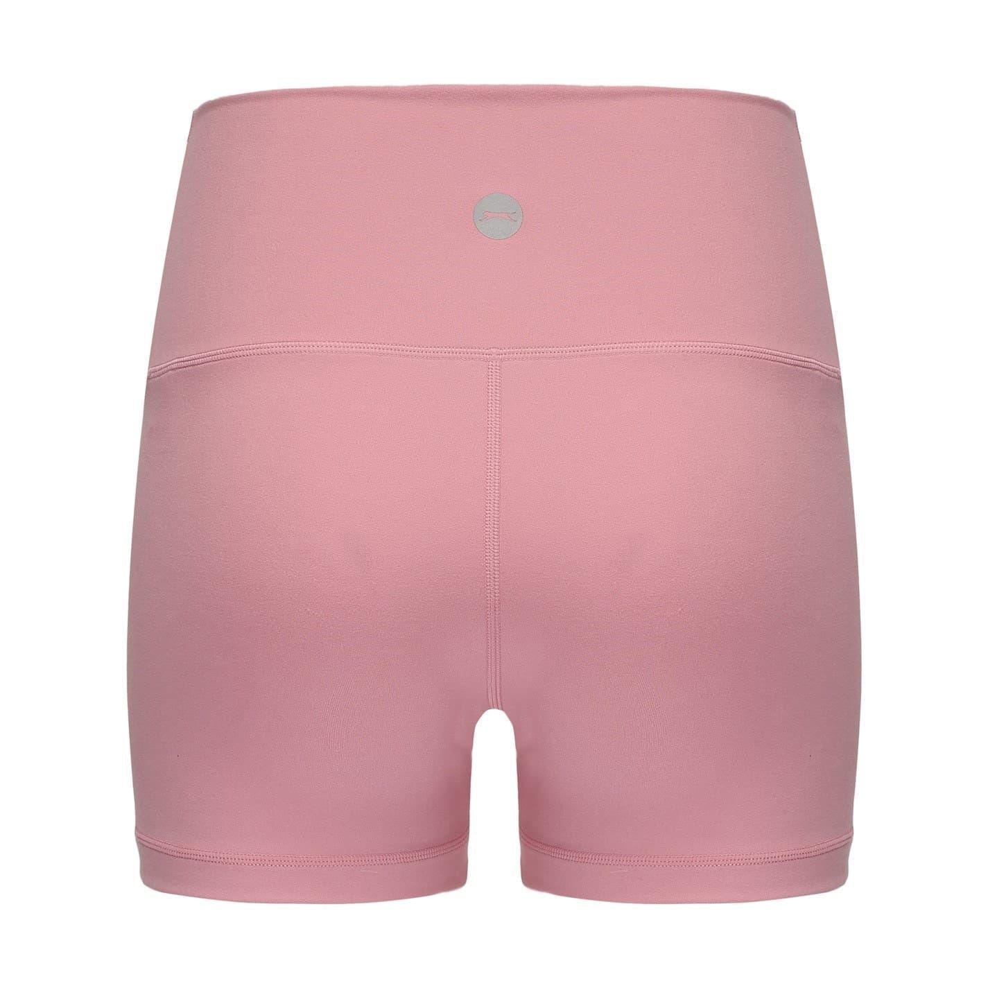Pink-Chocolate - Side - Slazenger Womens-Ladies Snug Fit Yoga Shorts (Pack of 2)