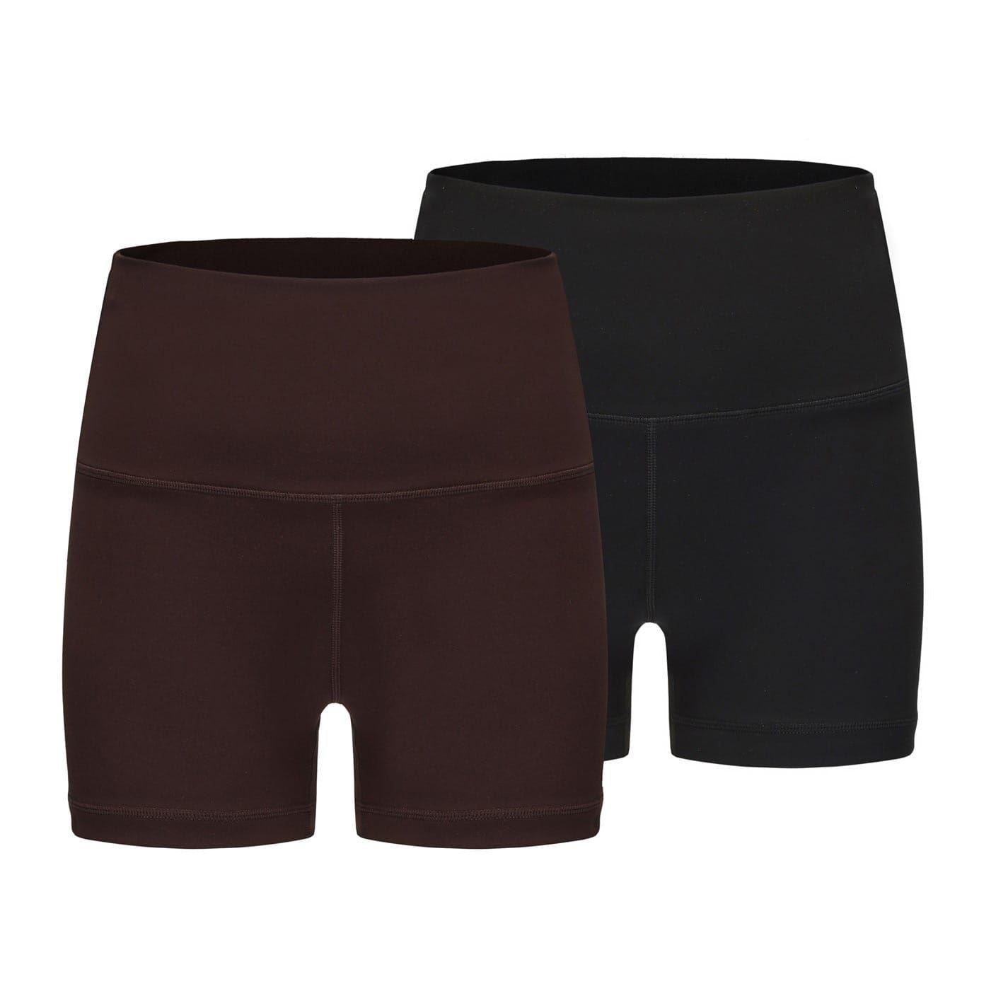 Chocolate-Black - Front - Slazenger Womens-Ladies Snug Fit Yoga Shorts (Pack of 2)