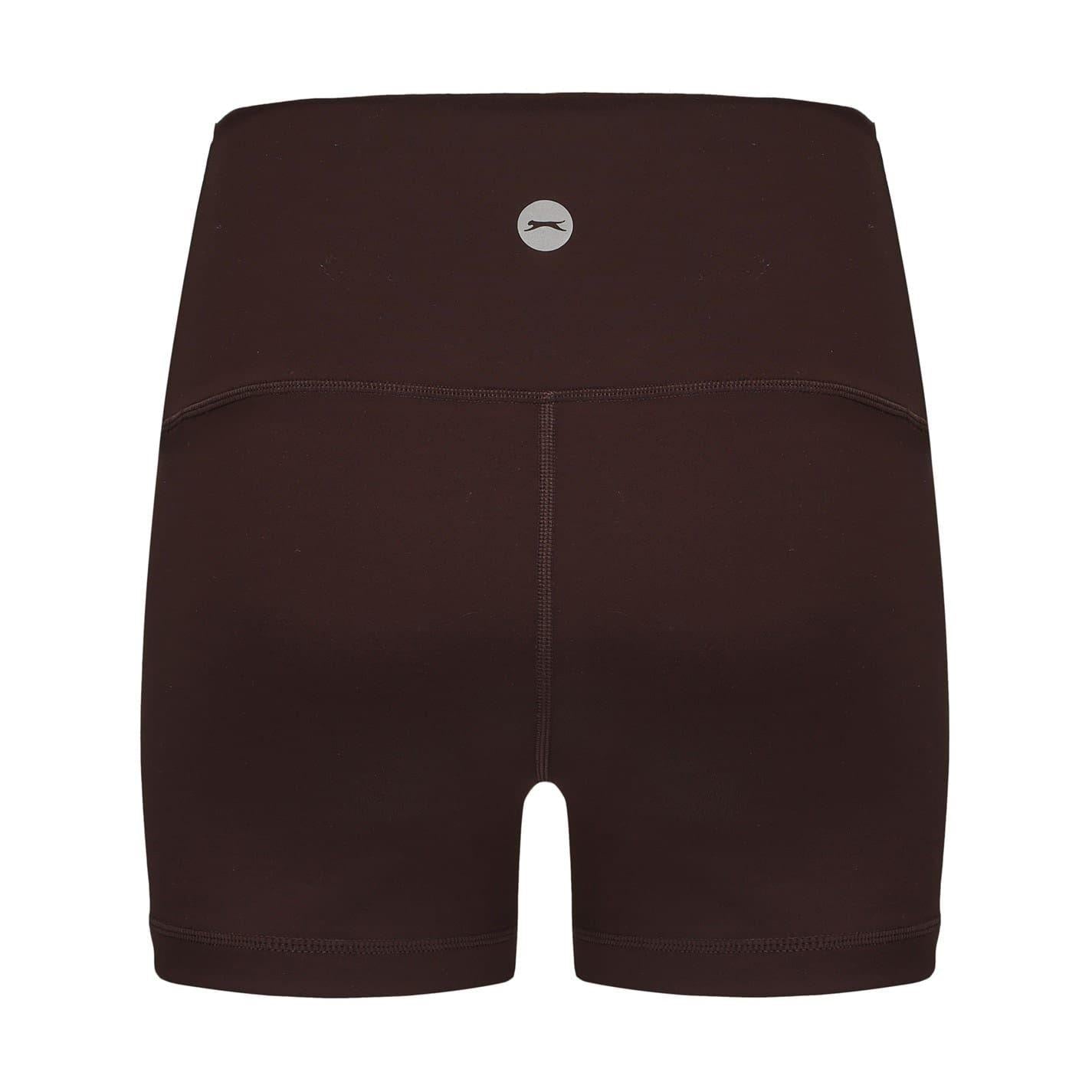 Chocolate-Black - Side - Slazenger Womens-Ladies Snug Fit Yoga Shorts (Pack of 2)