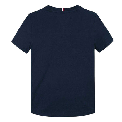 Navy - Back - Tommy Hilfiger Boys Block Stripe Ribbed Regular T-Shirt