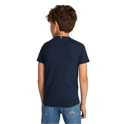 Navy - Lifestyle - Tommy Hilfiger Boys Block Stripe Ribbed Regular T-Shirt