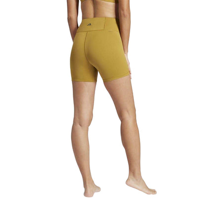 Yellow - Back - Adidas Womens-Ladies All Me Yoga Legging Shorts